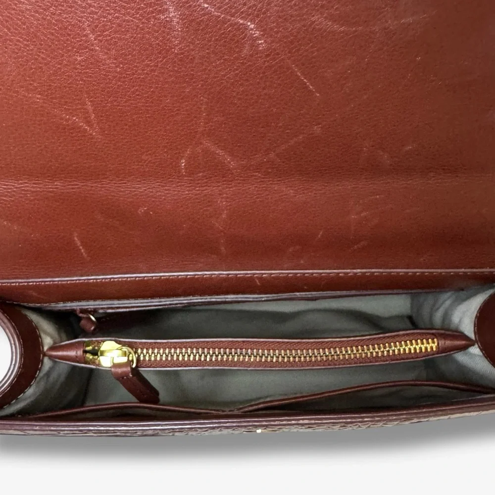 Vegan Crocodile Embossed Top Handle Handbag, Dark Chestnut, Nordstrom Collection - Picture 7 of 8